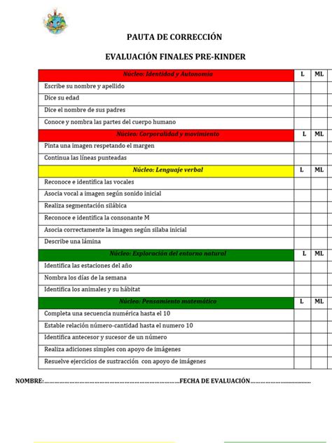 Ejemplo de pauta de corrección para ayudantes