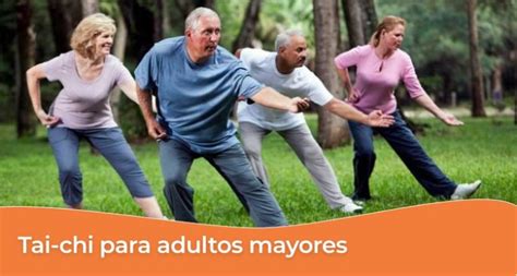Un grupo de adultos mayores realizando tai chi en un parque soleado.