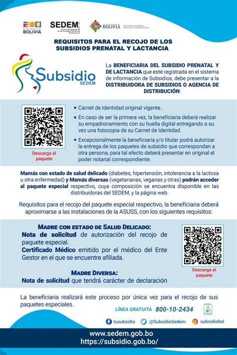 Gráfico explicativo de requisitos para subsidio prenatal y postnatal