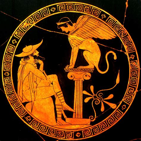 Edipo y la esfinge (cerámica pintada con figuras rojas)