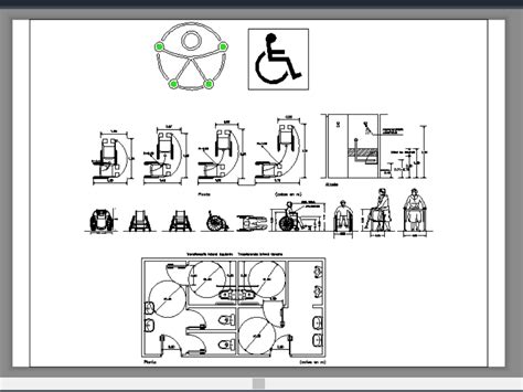 Símbolo internacional de discapacidad en un plano CAD