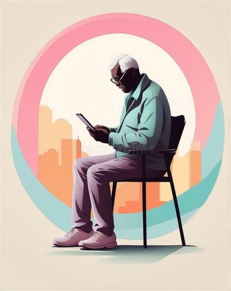 Ilustración de un adulto mayor utilizando una silla para orinar en su habitación.