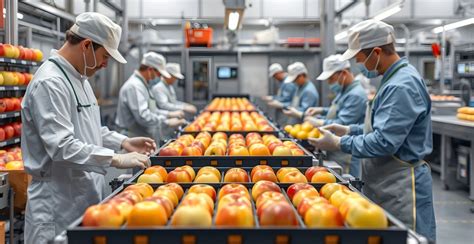 Foto de trabajador de la industria alimentaria realizando tareas repetitivas