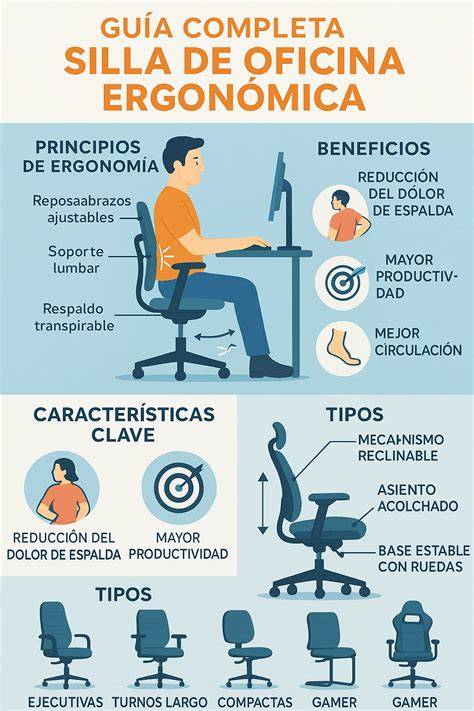 Infografía: Posturas adecuadas y ajustes de silla ergonómica