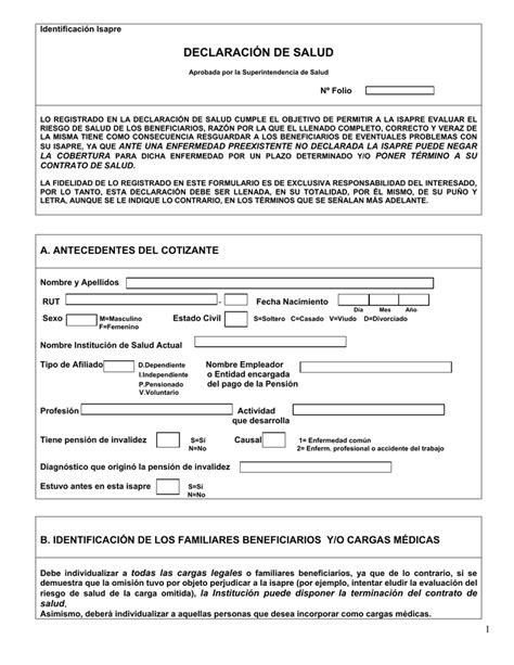 Formulario de declaración de salud