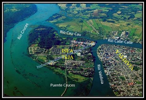 Mapa de Isla Teja, Valdivia, destacando la ubicación de la pensión y la Universidad Austral de Chile