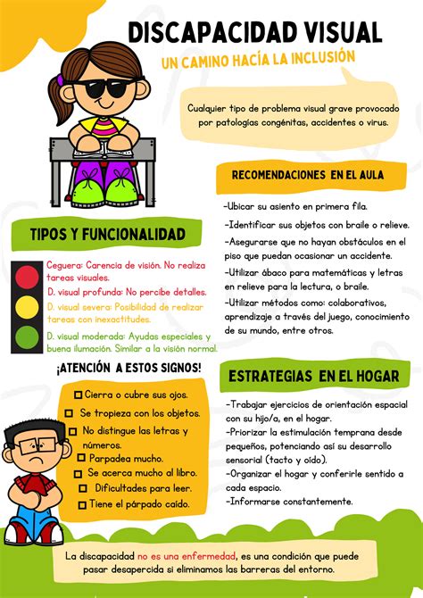 Infografía: Tipos de discapacidad visual y apoyos educativos