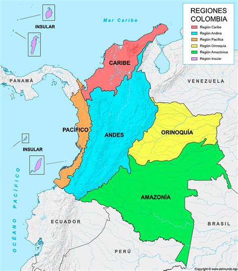 Mapa de Colombia destacando las regiones con diferentes tipos de correlación entre habilidad de cuidado y sobrecarga.