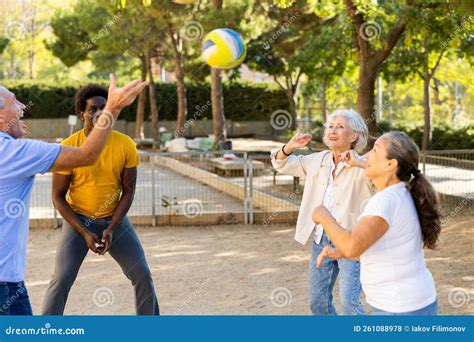 Grupo de adultos mayores jugando petanca en un parque soleado.