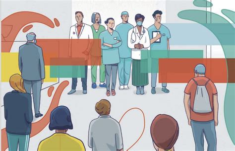 ilustración que representa barreras de acceso en un centro de salud