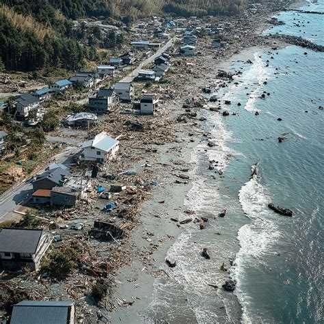 Fotografía aérea de las zonas costeras de Arauco afectadas por el tsunami de 2010