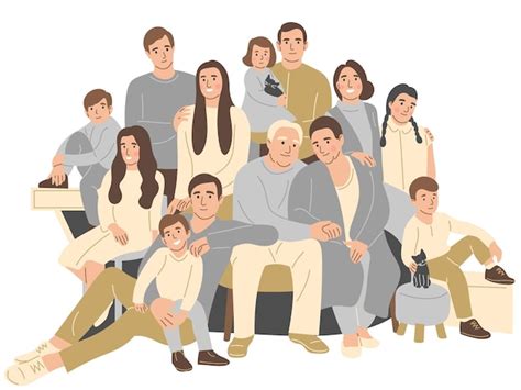 Ilustración que muestra varias generaciones de una familia unidas, representando la diversidad cultural.