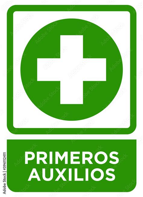 Ilustración de equipo de primeros auxilios y símbolos de seguridad