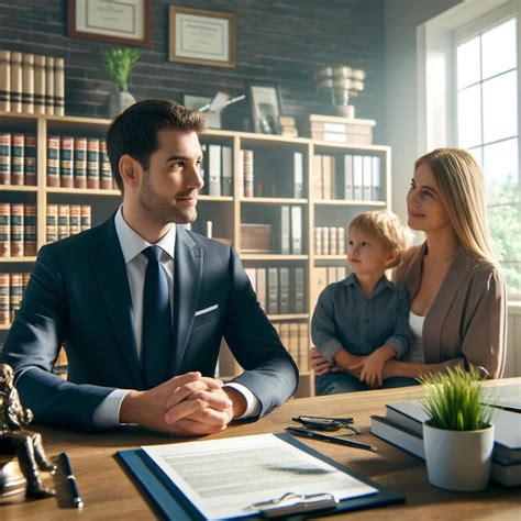 Foto de un abogado de familia interactuando con un cliente, en un tono profesional y empático