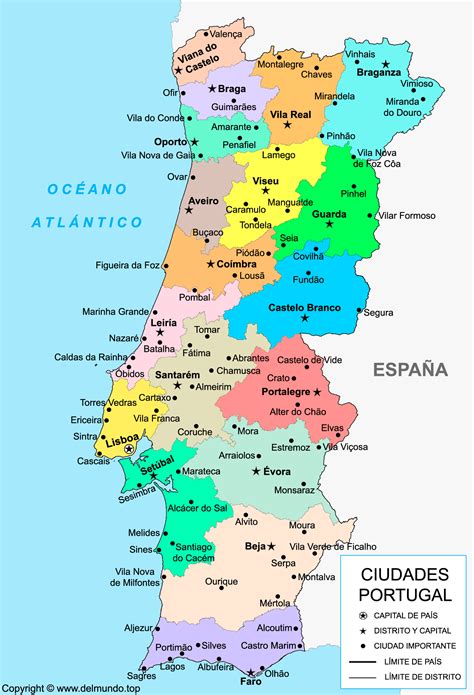 Mapa de Portugal destacando regiones
