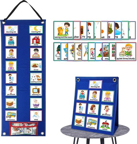 Mesa con calendario visual y pictogramas para una rutina diaria estructurada