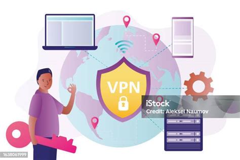 Ilustración de una persona usando una VPN para proteger su conexión
