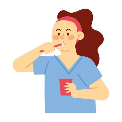 Ilustración de una persona mayor cepillándose los dientes con ayuda de un cuidador