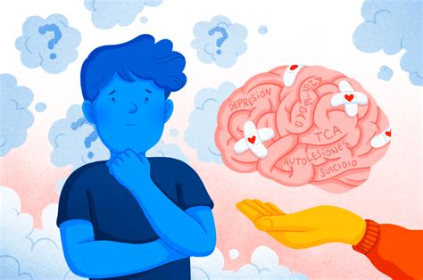Ilustración de una persona con problemas de salud mental y el apoyo de un profesional