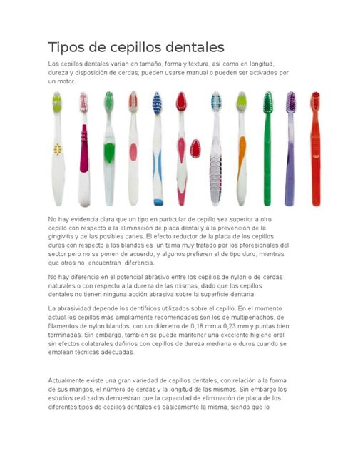 Infografía comparativa de diferentes tipos de cepillos dentales y sus características