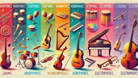Collage de imágenes mostrando diferentes instrumentos musicales que pueden ser utilizados en sesiones de musicoterapia para personas mayores.