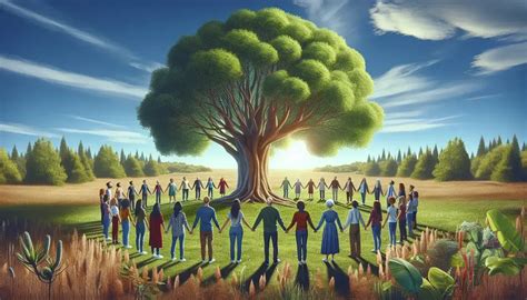 Ilustración de la conexión entre el ser humano, la naturaleza y un sentido trascendente