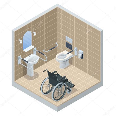 Ilustración de un hogar adaptado para personas mayores, con barras de apoyo y buena iluminación.