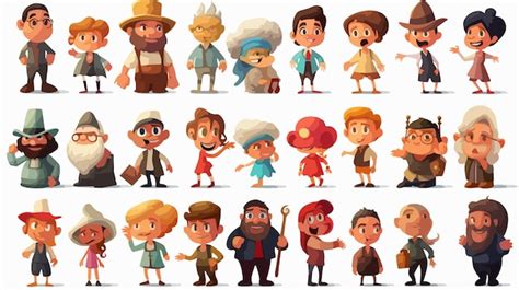 Ilustración de varios personajes de dibujos animados icónicos de diferentes épocas.