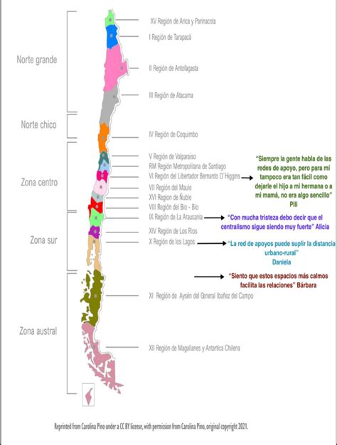 Mapa de situación regional de Hogares de la Fundación en Chile