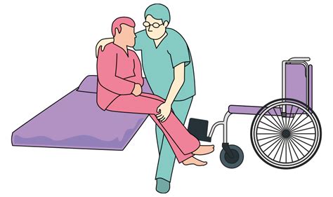 Ilustración de paciente realizando movilizaciones pasivas con ayuda de un fisioterapeuta