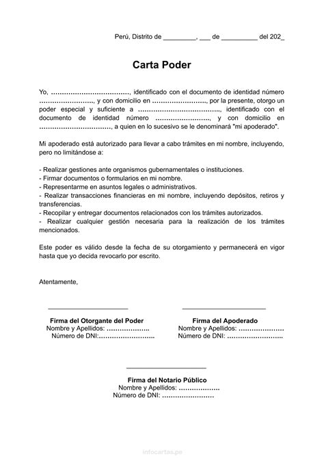 Documento de poder notarial o curatela