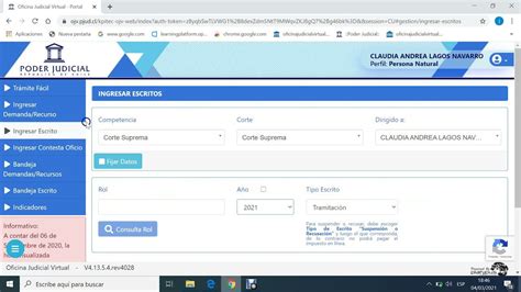 Esquema del portal de la Oficina Judicial Virtual con la opción 