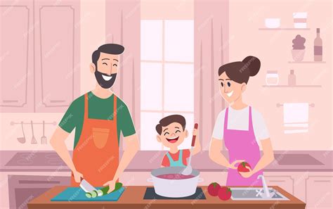 Mesa con niños y adultos cocinando juntos, mostrando inclusión