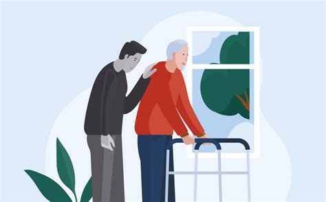 ilustración representando el agotamiento y estrés de un cuidador