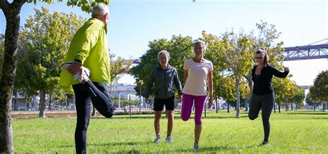 Grupo de adultos mayores en un parque biosaludable, disfrutando del ejercicio al aire libre.
