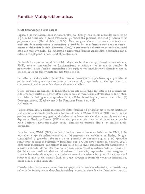 Diagrama de los ejes descriptivos de las familias multiproblemáticas