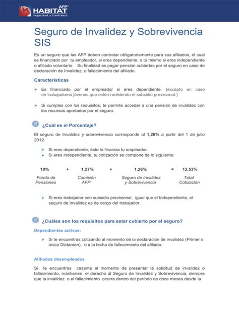 Gráfico explicando el funcionamiento del Seguro de Invalidez y Sobrevivencia (SIS)
