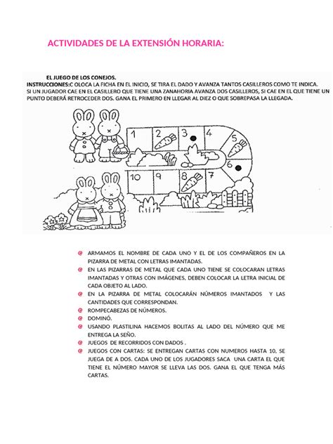 Esquema de las actividades del programa de extensión horaria de Integra