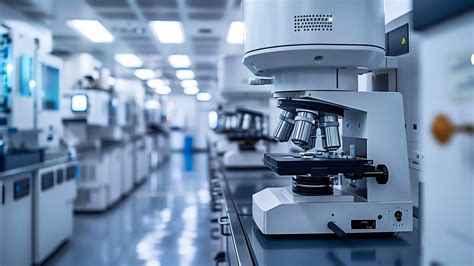 Laboratorio clínico con equipo de análisis y personal
