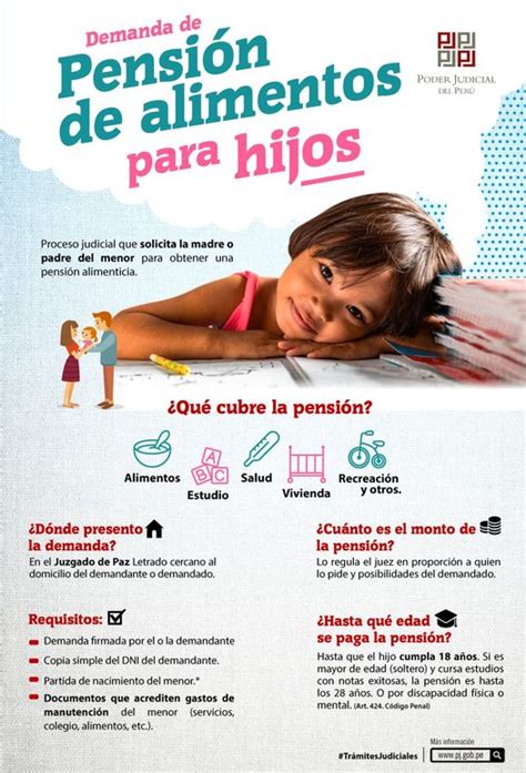 Infografía sobre los componentes de la pensión de alimentos (alimentación, vivienda, salud, educación)