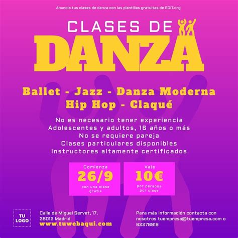 Tablón de anuncios con información sobre clases de baile para seniors