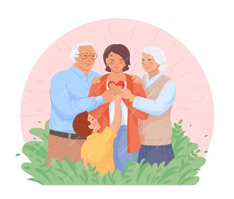Ilustración: Personas mayores conectando socialmente con apoyo familiar