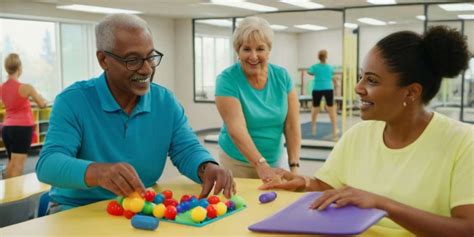 Adultos mayores participando en actividades de estimulación cognitiva en grupo