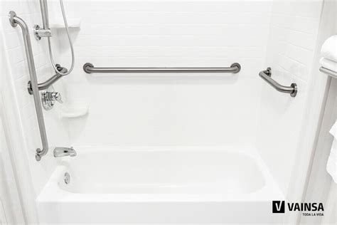 Esquema de diferentes tipos de barras de seguridad para baño (recta, angular, abatible, suelo-pared)