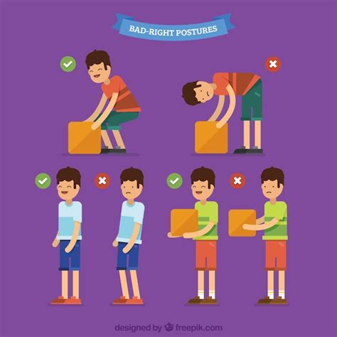 Ilustración comparativa de posturas sedentes correctas e incorrectas en niños