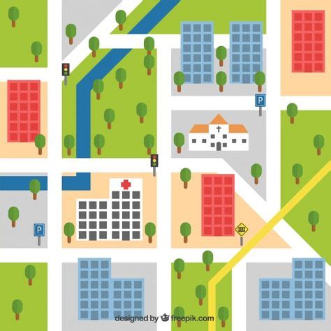 mapa o esquema de una ciudad amigable con zonas de proximidad