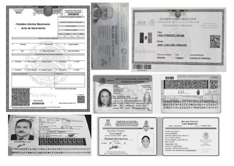 Imagen de ejemplo de los documentos de identidad y una lista de información a preparar