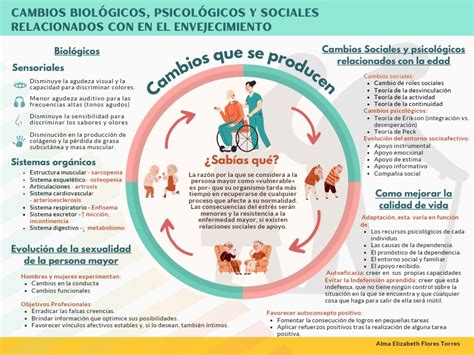Infografía sobre los aspectos sociales y psicológicos del envejecimiento