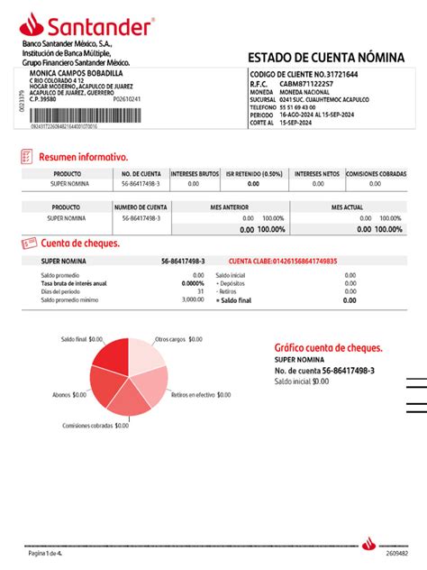 Ejemplo de un estado de cuenta de AFP con secciones de movimientos