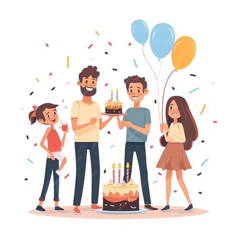 Ilustración de una persona celebrando su jubilación con amigos y familia
